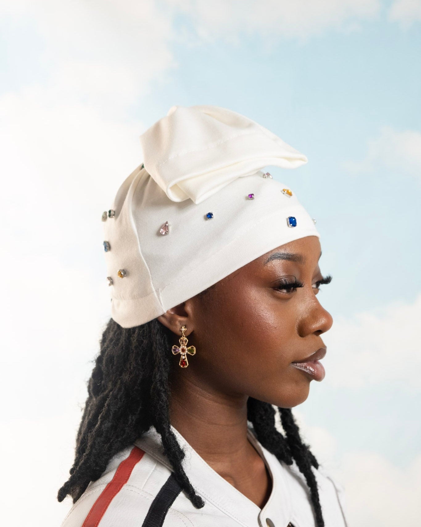 Mascalzone Beanie Rhinestone White